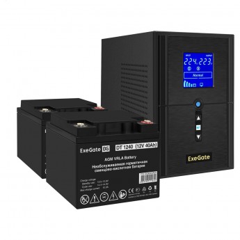 Комплект EXEGATE ИБП EX295987RUS + батарея 40Aч EX282976RUS 2шт