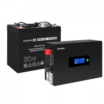 Комплект ИБП EXEGATE IDEALSINE SR-600.LCD.2SH + батарея 55Aч, 1 шт Комплект ИБП EXEGATE IDEALSINE SR-600.LCD.2SH + батарея 55Aч, 1 шт