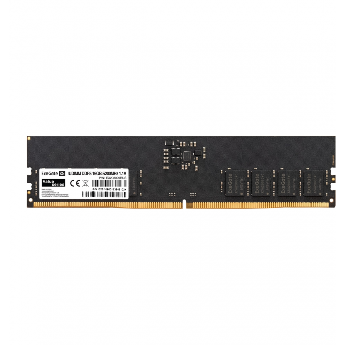 Модуль памяти EXEGATE VALUE DIMM DDR5 16GB 5200MHz PC5-41600 EX298029RUS